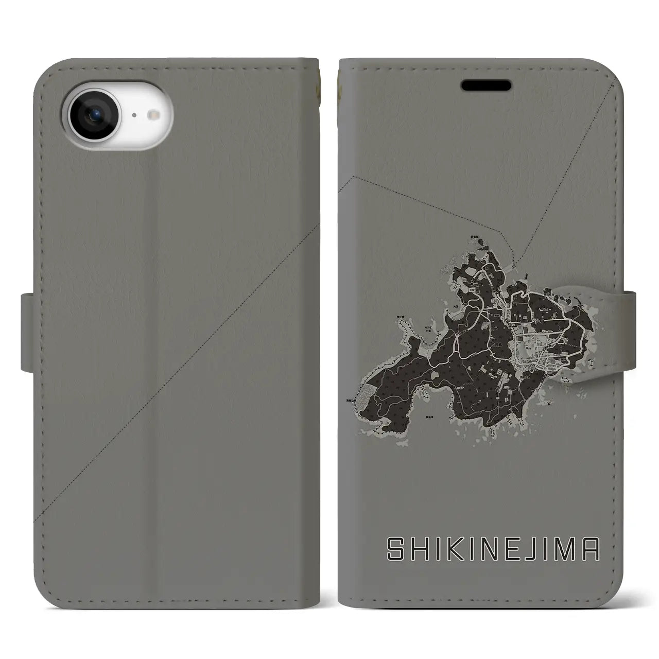 【式根島(東京都)】地図柄iPhoneケース(手帳タイプ)