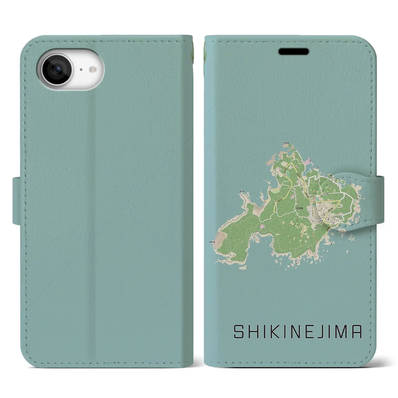 【式根島(東京都)】地図柄iPhoneケース(手帳タイプ)