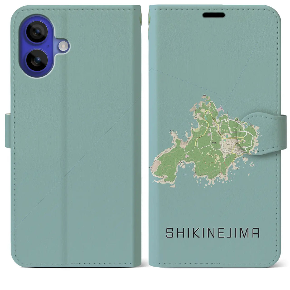 【式根島(東京都)】地図柄iPhoneケース(手帳タイプ)ナチュラル・iPhone 16 Pro Max 用