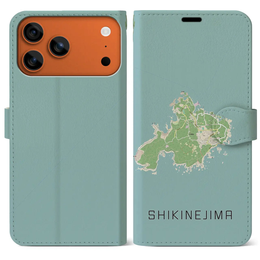 【式根島(東京都)】地図柄iPhoneケース(手帳タイプ)ナチュラル・iPhone 17 Pro Max 用