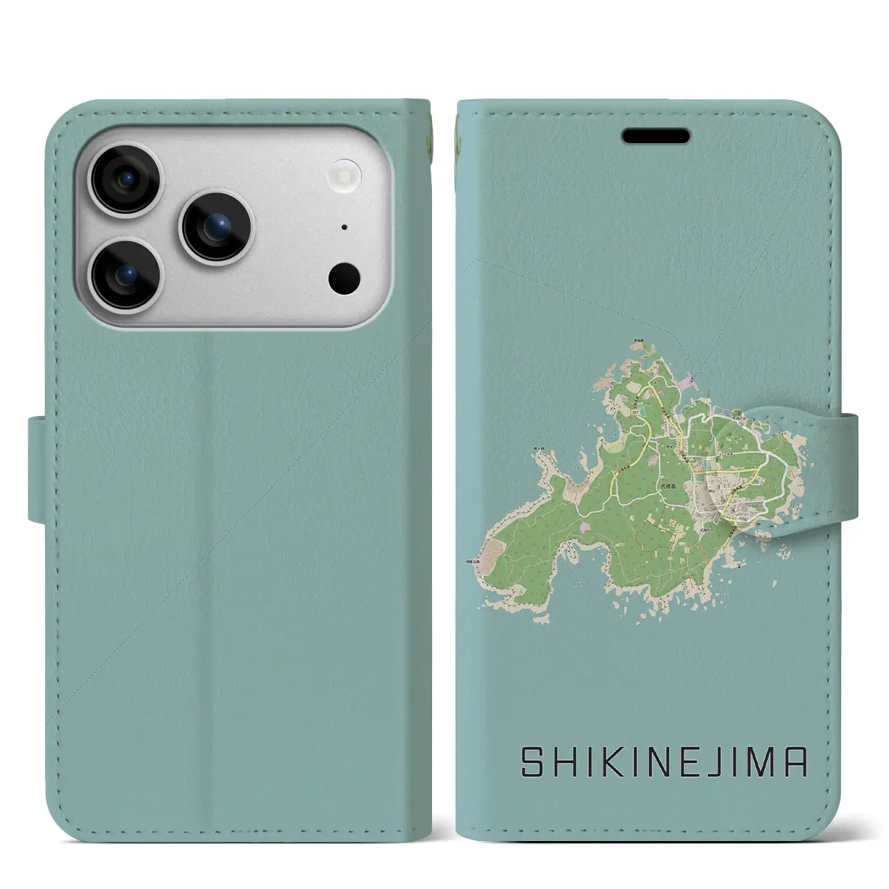 【式根島(東京都)】地図柄iPhoneケース(手帳タイプ)