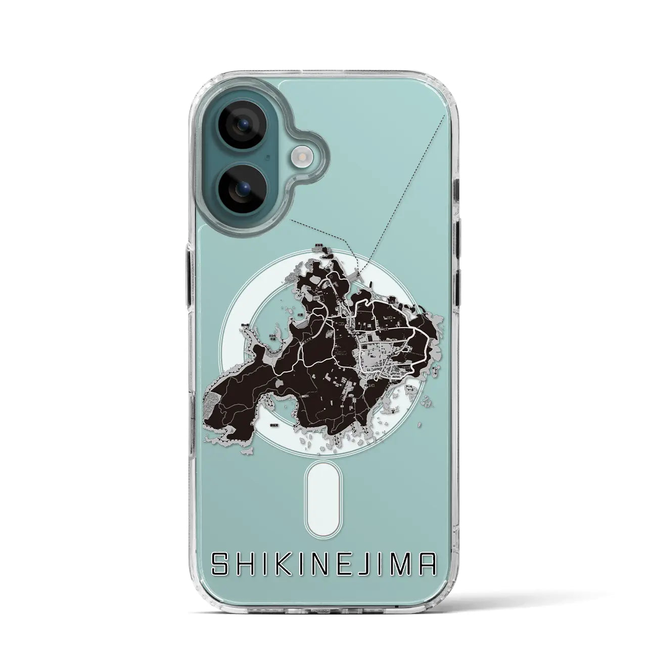 【式根島(東京都)】地図柄iPhoneケース(MagSafeタイプ)モノトーン・iPhone 16 Pro 用