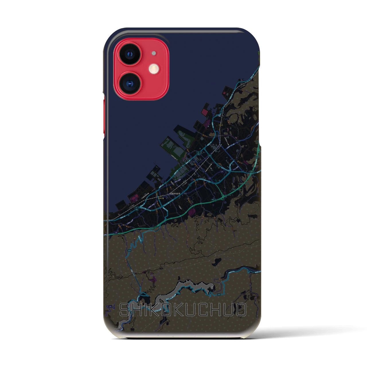 【四国中央(愛媛県)】地図柄iPhoneケース(バックカバータイプ)