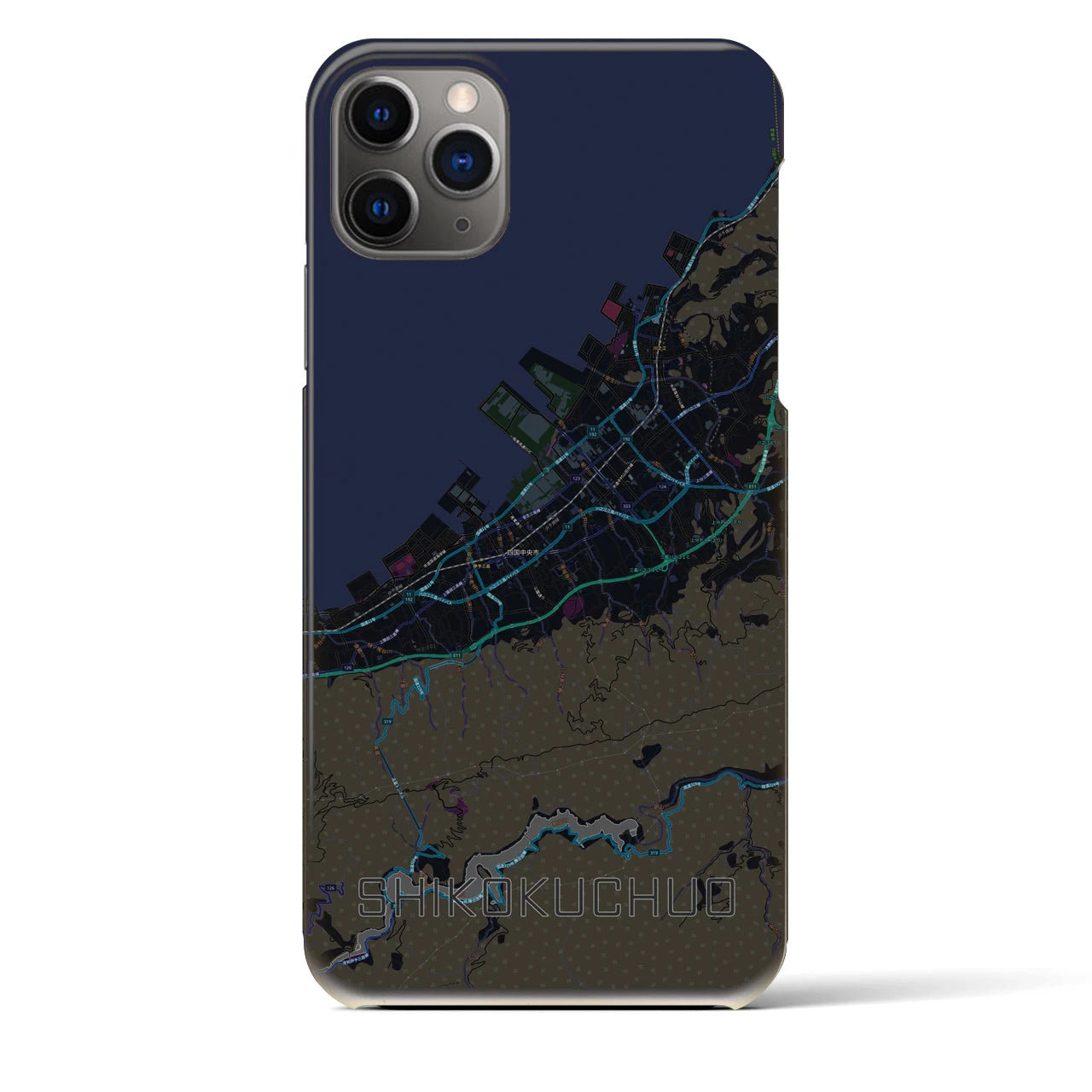 【四国中央(愛媛県)】地図柄iPhoneケース(バックカバータイプ)