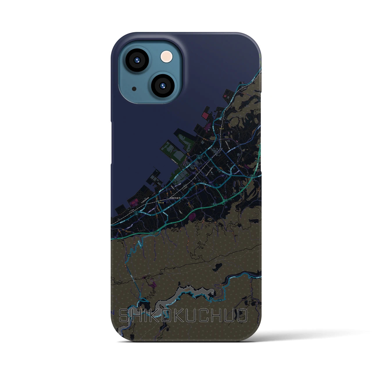 【四国中央(愛媛県)】地図柄iPhoneケース(バックカバータイプ)