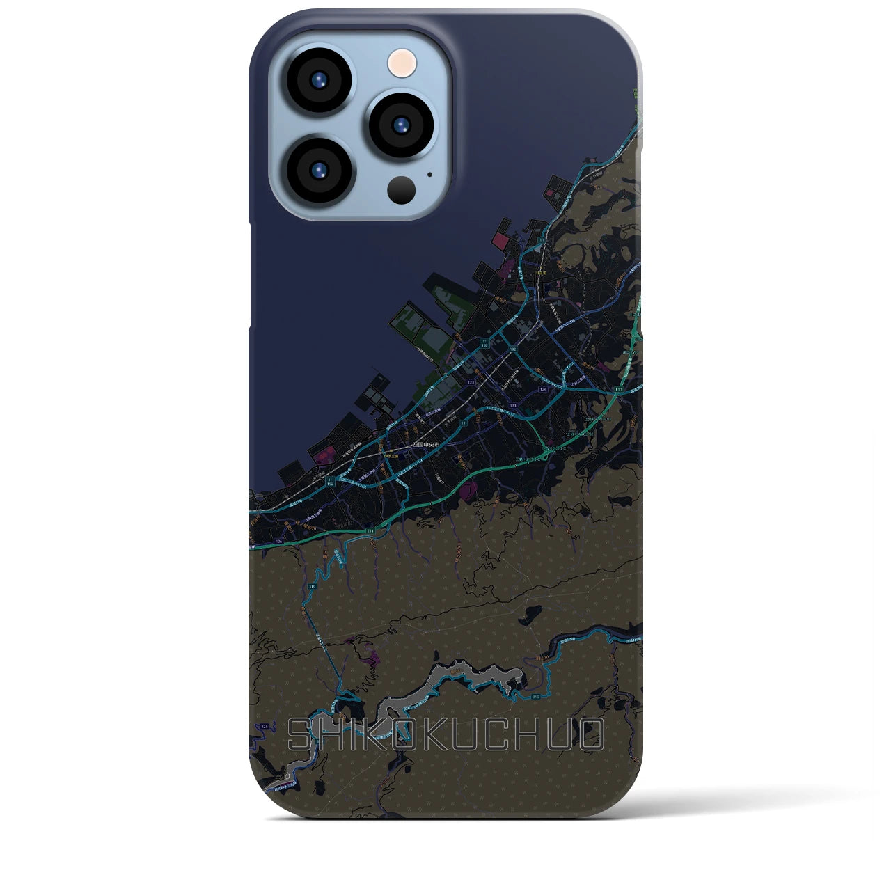 【四国中央(愛媛県)】地図柄iPhoneケース(バックカバータイプ)