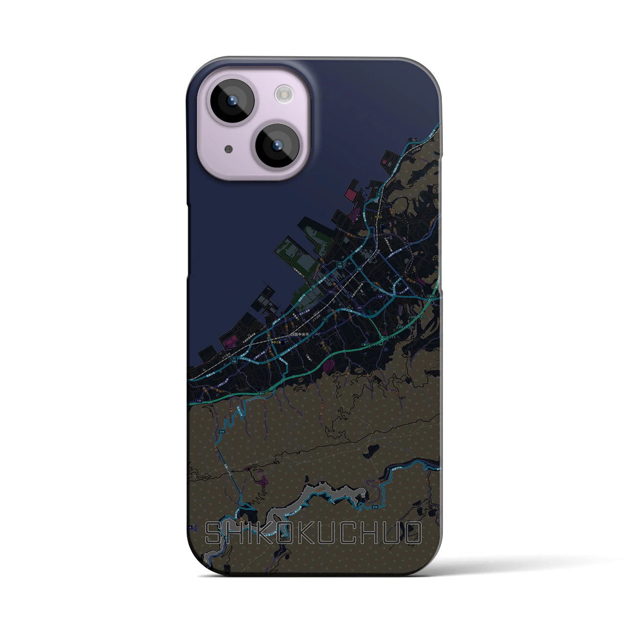 【四国中央(愛媛県)】地図柄iPhoneケース(バックカバータイプ)
