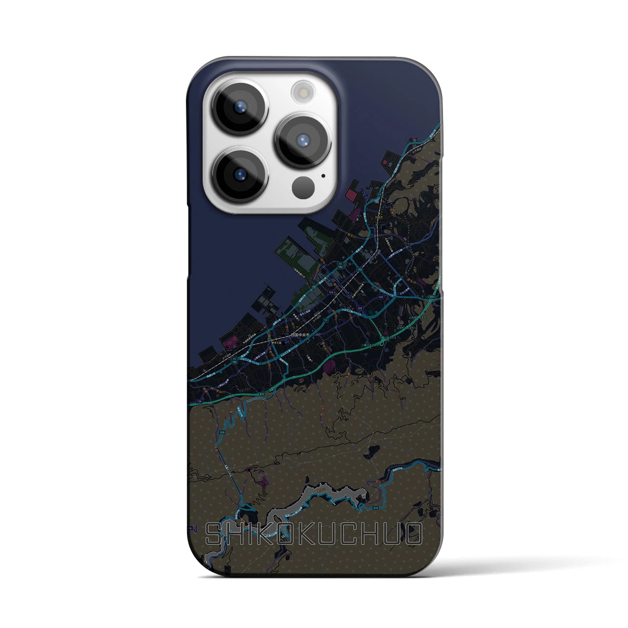 【四国中央(愛媛県)】地図柄iPhoneケース(バックカバータイプ)