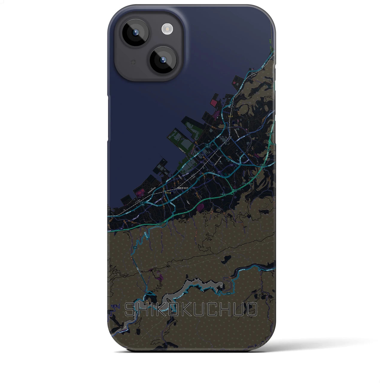 【四国中央(愛媛県)】地図柄iPhoneケース(バックカバータイプ)