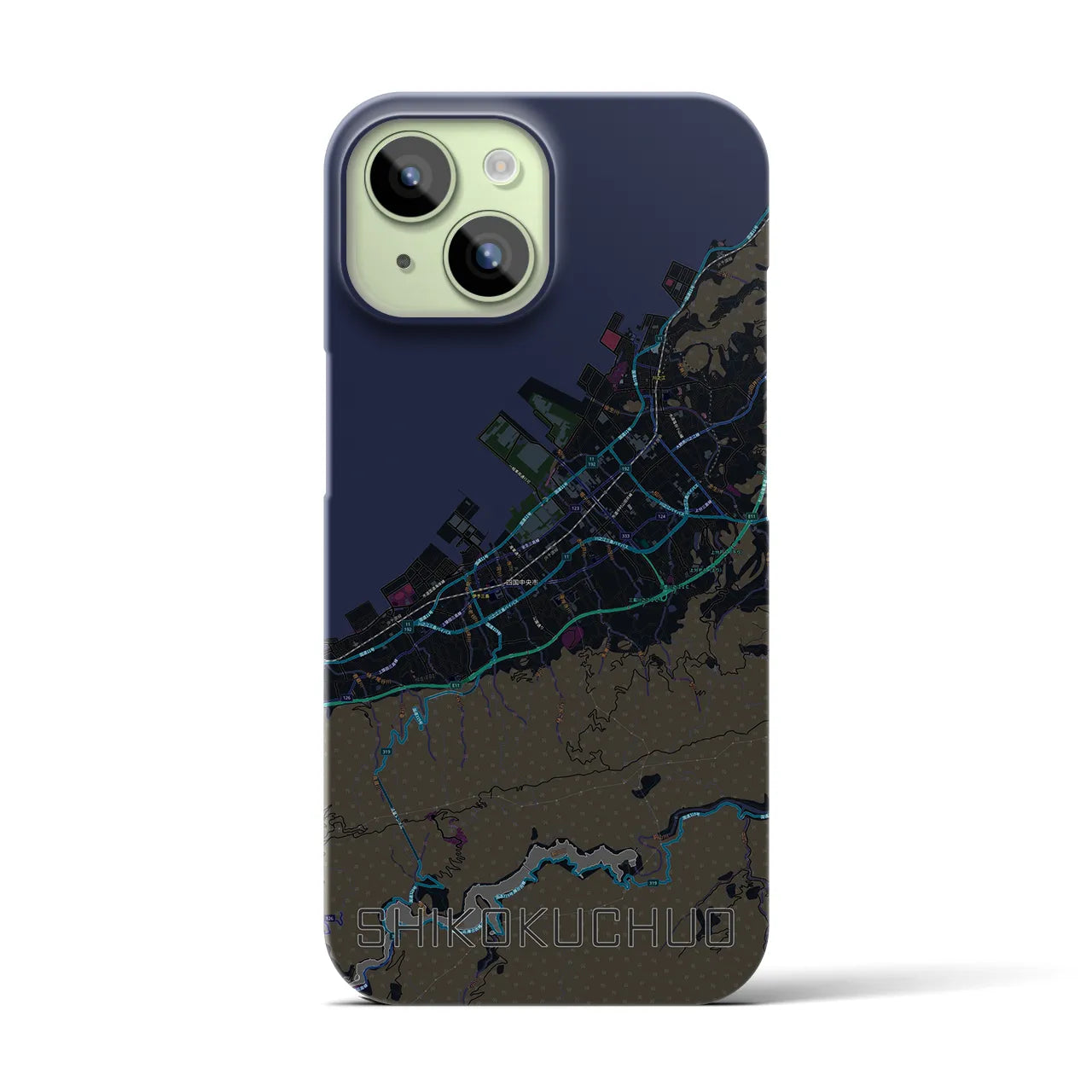 【四国中央(愛媛県)】地図柄iPhoneケース(バックカバータイプ)