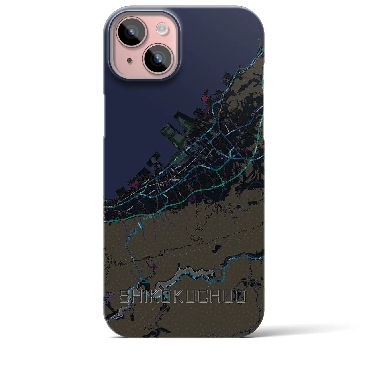 【四国中央(愛媛県)】地図柄iPhoneケース(バックカバータイプ)