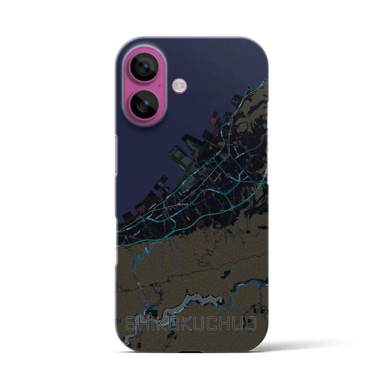 【四国中央(愛媛県)】地図柄iPhoneケース(バックカバータイプ)