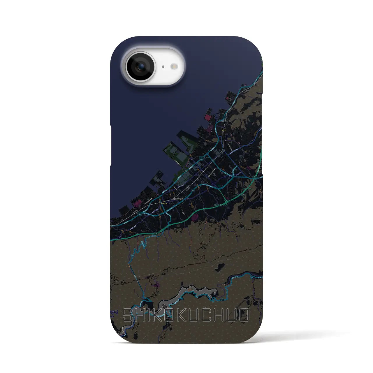 【四国中央(愛媛県)】地図柄iPhoneケース(バックカバータイプ)