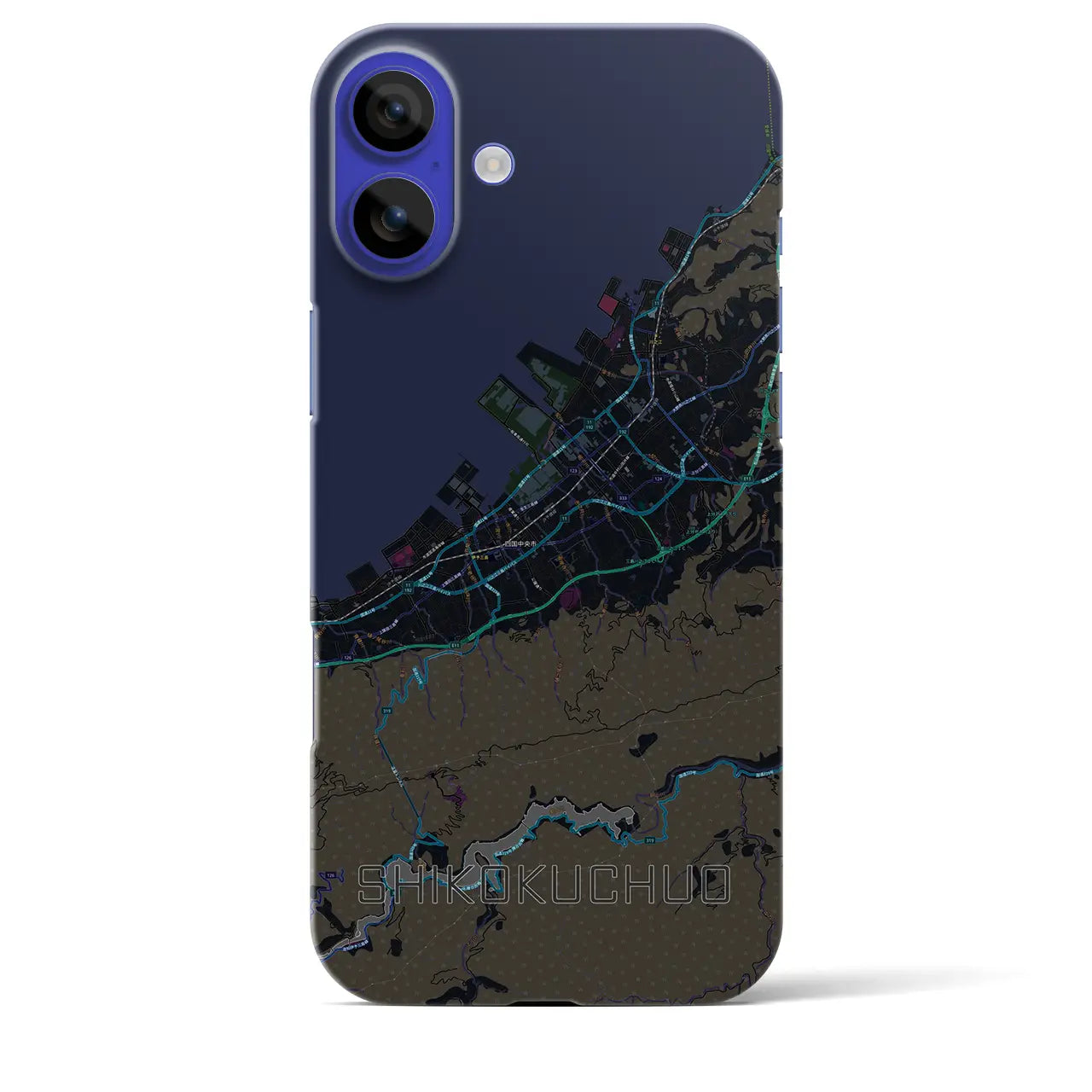 【四国中央(愛媛県)】地図柄iPhoneケース(バックカバータイプ)