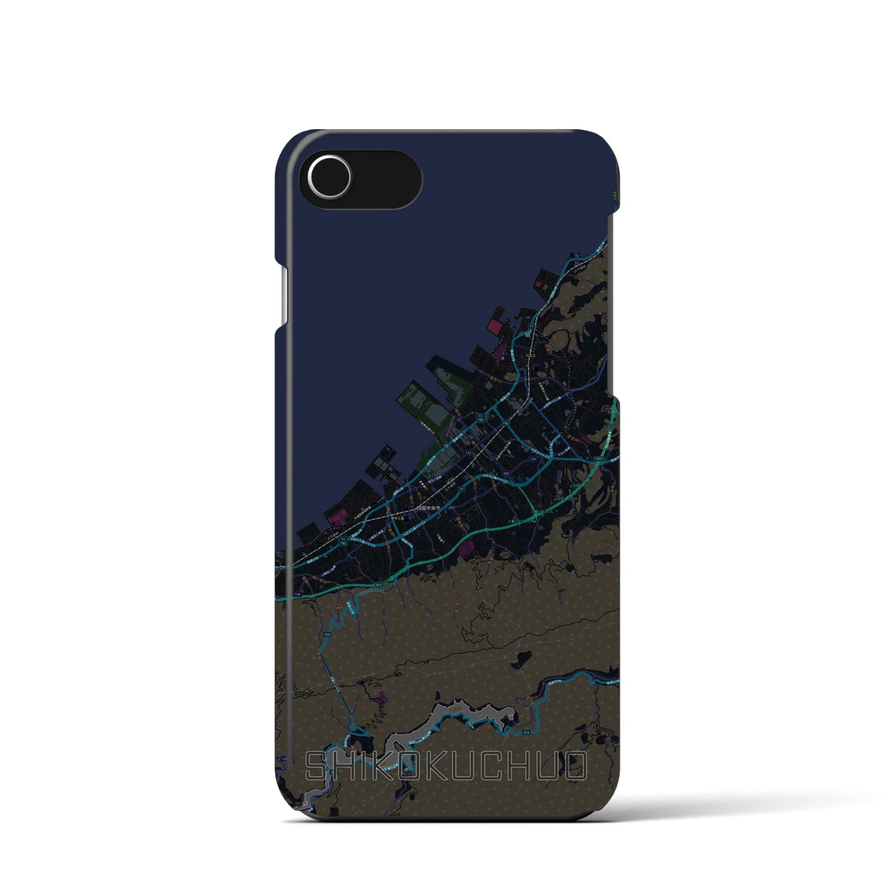 【四国中央(愛媛県)】地図柄iPhoneケース(バックカバータイプ)