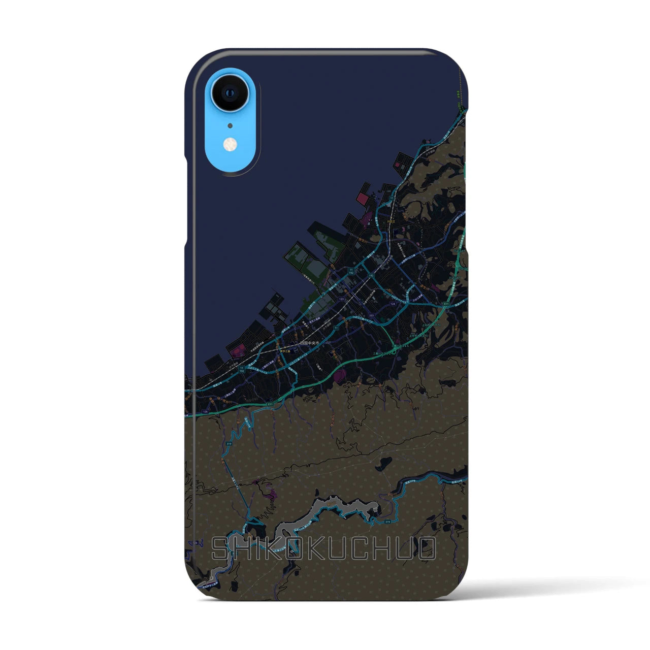 【四国中央(愛媛県)】地図柄iPhoneケース(バックカバータイプ)