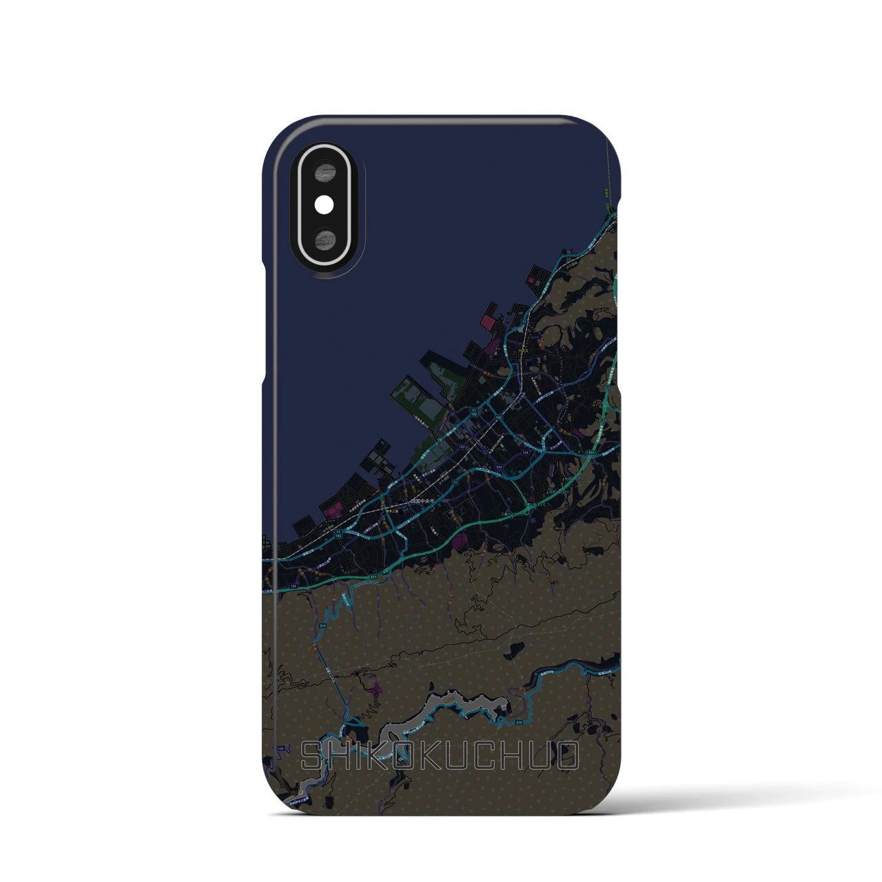 【四国中央(愛媛県)】地図柄iPhoneケース(バックカバータイプ)