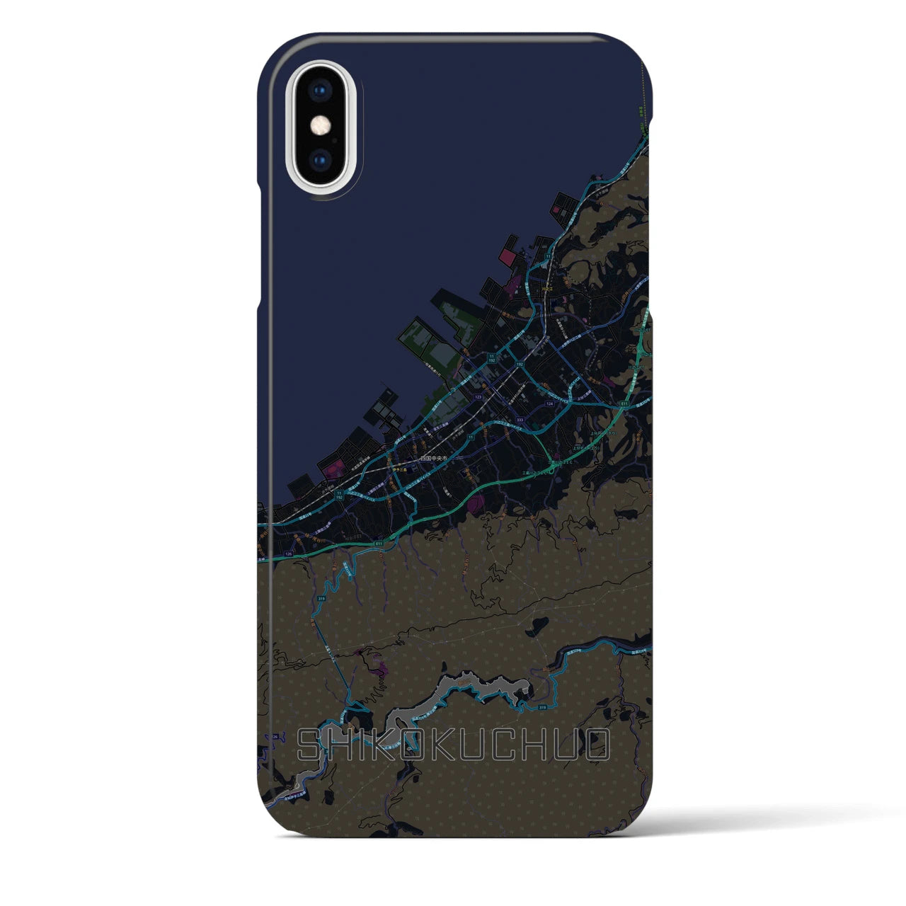 【四国中央(愛媛県)】地図柄iPhoneケース(バックカバータイプ)