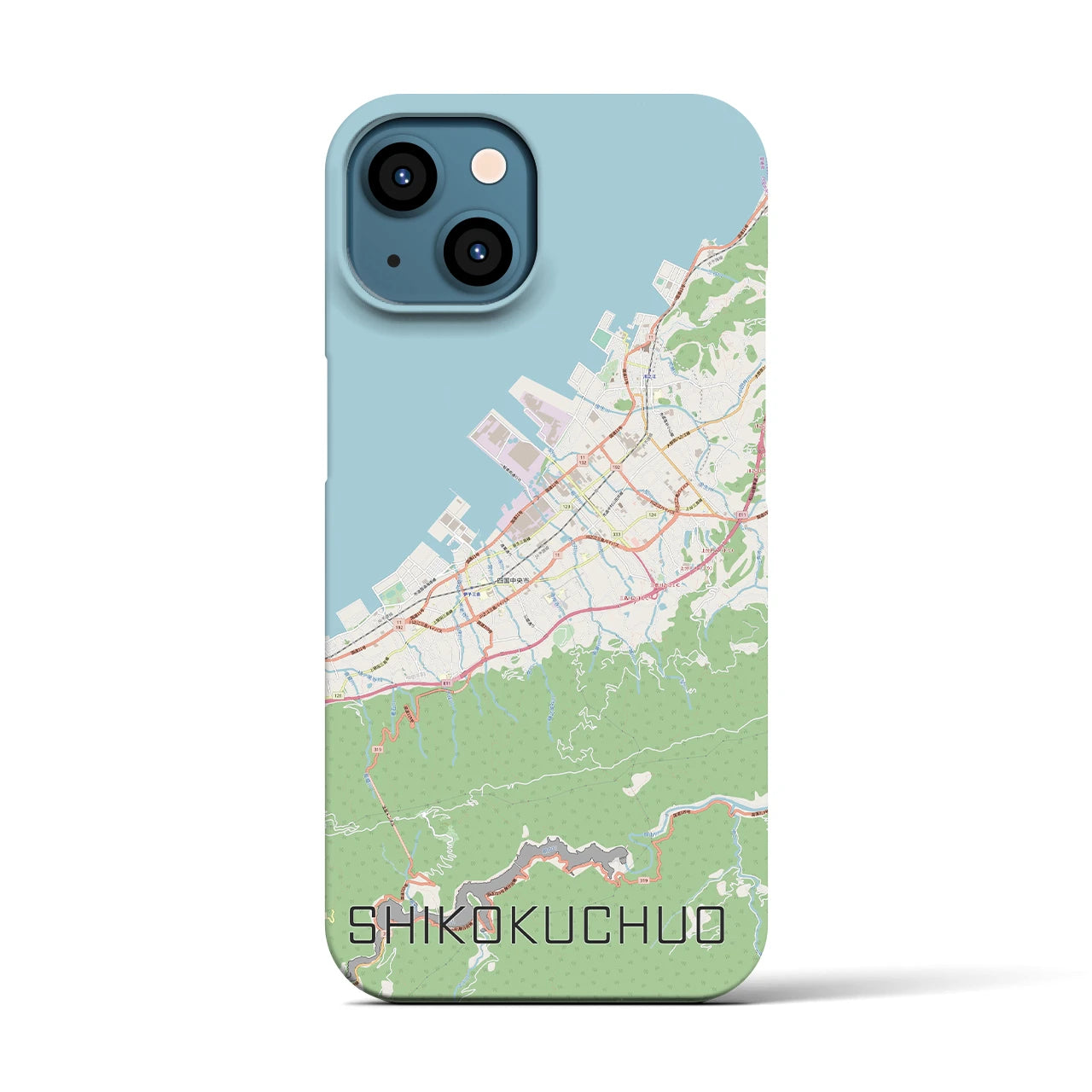 【四国中央(愛媛県)】地図柄iPhoneケース(バックカバータイプ)