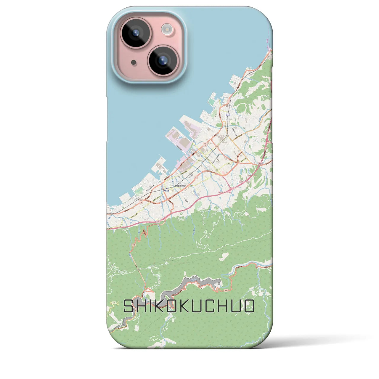 【四国中央(愛媛県)】地図柄iPhoneケース(バックカバータイプ)