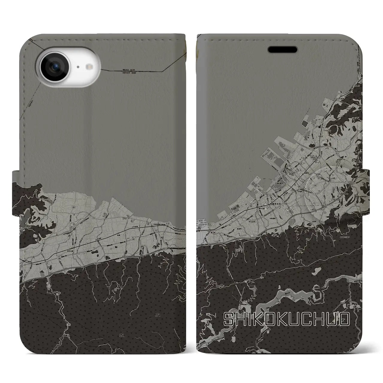 【四国中央(愛媛県)】地図柄iPhoneケース(手帳タイプ)