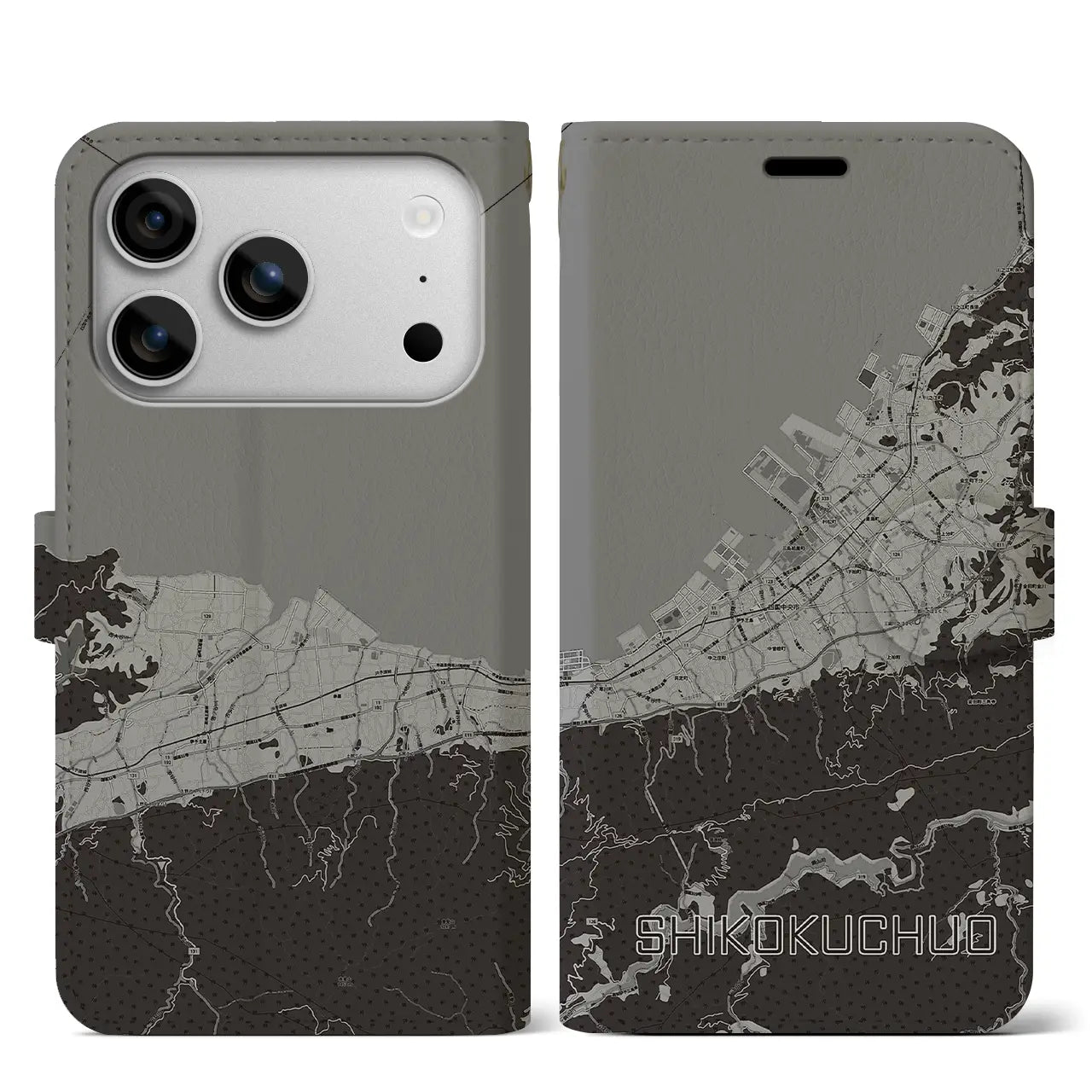 【四国中央(愛媛県)】地図柄iPhoneケース(手帳タイプ)