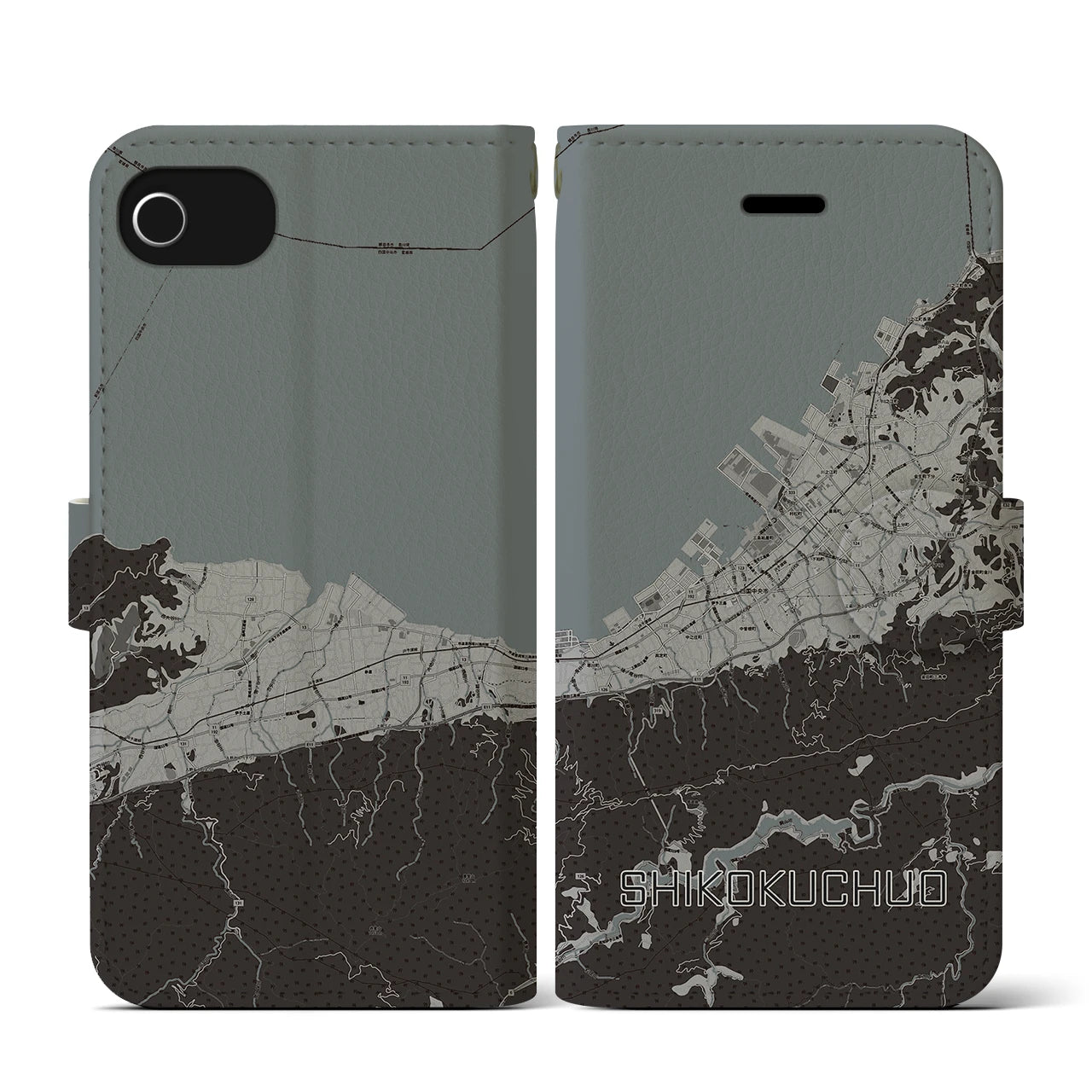 【四国中央(愛媛県)】地図柄iPhoneケース(手帳タイプ)