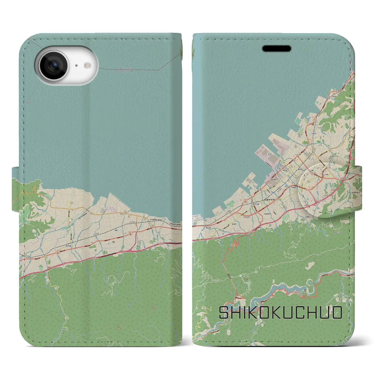 【四国中央(愛媛県)】地図柄iPhoneケース(手帳タイプ)