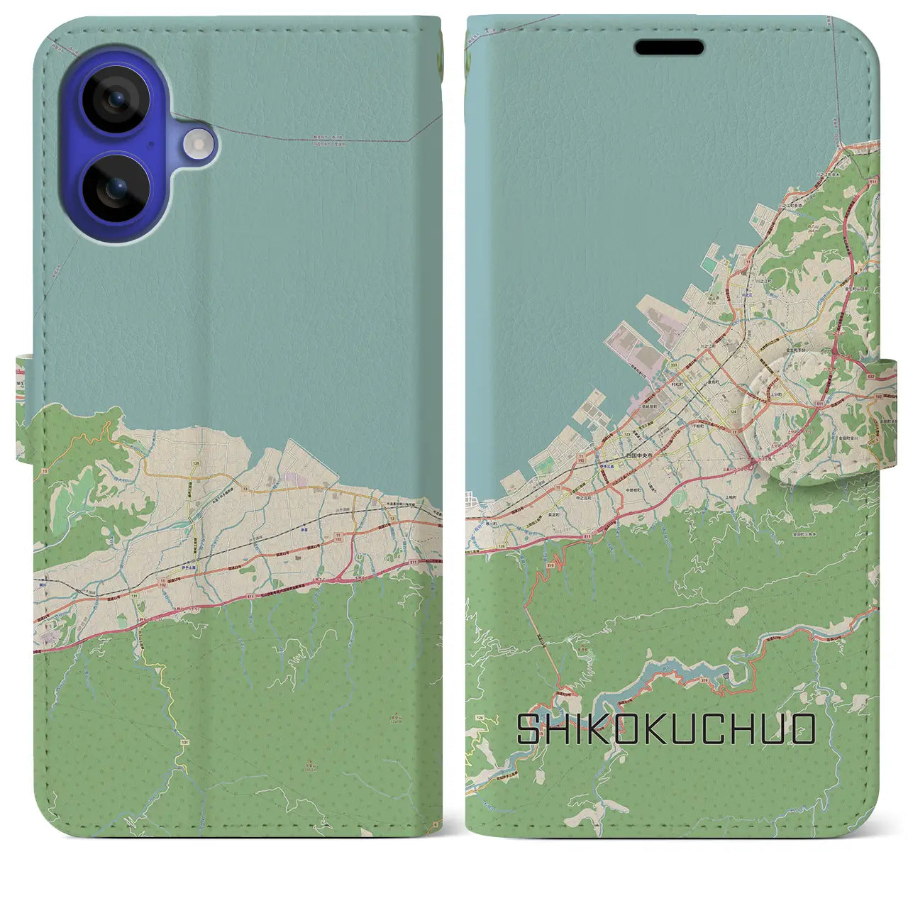 【四国中央(愛媛県)】地図柄iPhoneケース(手帳タイプ)