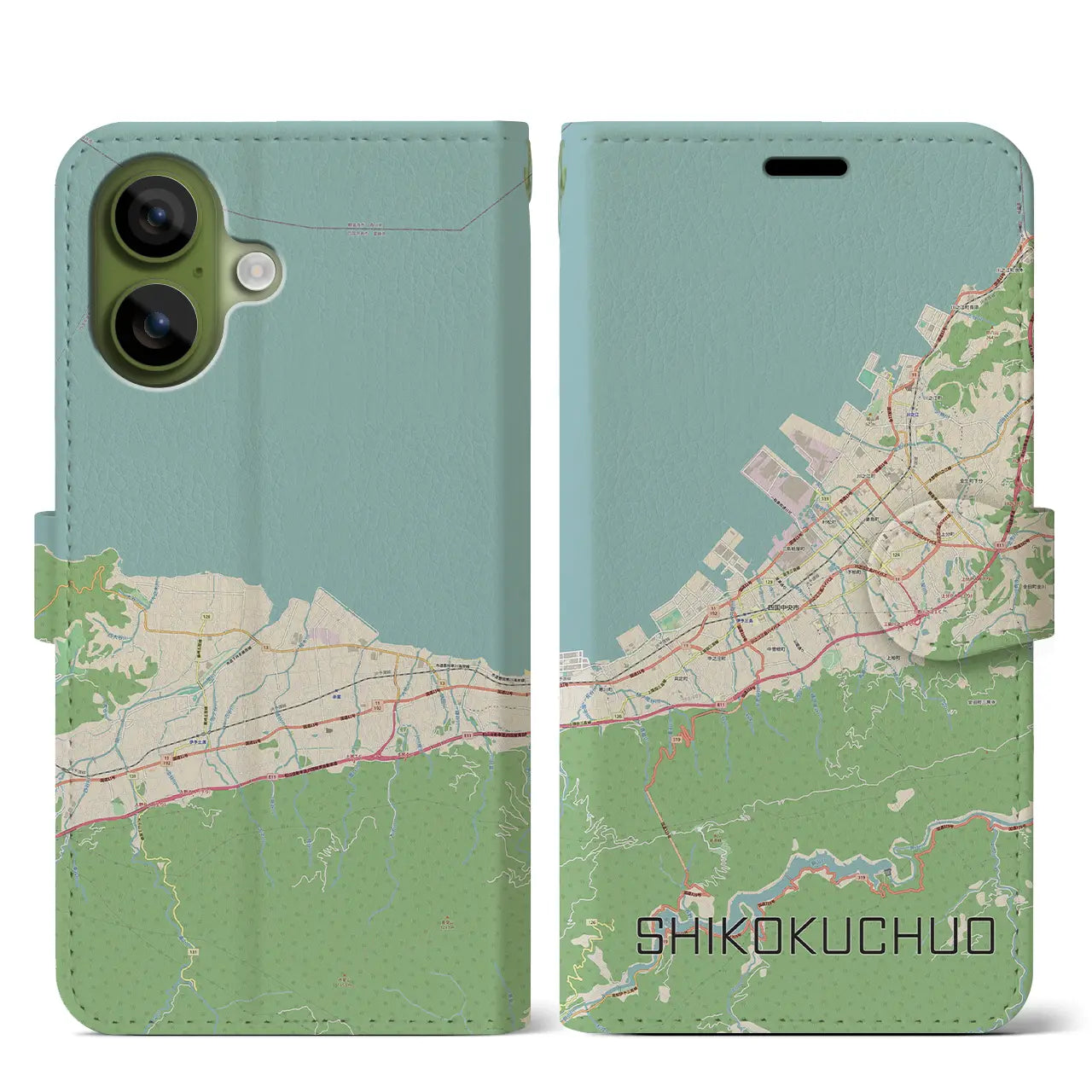 【四国中央(愛媛県)】地図柄iPhoneケース(手帳タイプ)