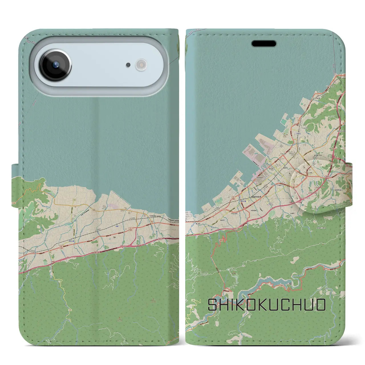 【四国中央(愛媛県)】地図柄iPhoneケース(手帳タイプ)