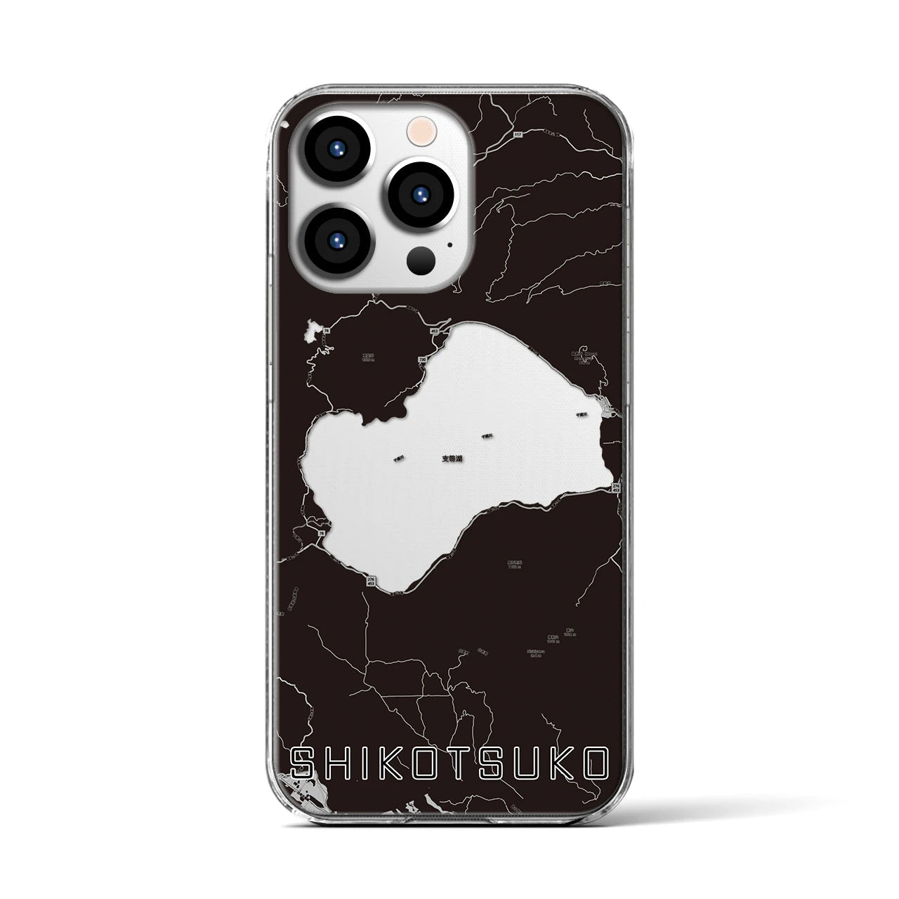 【支笏湖(北海道)】地図柄iPhoneケース(クリアタイプ)