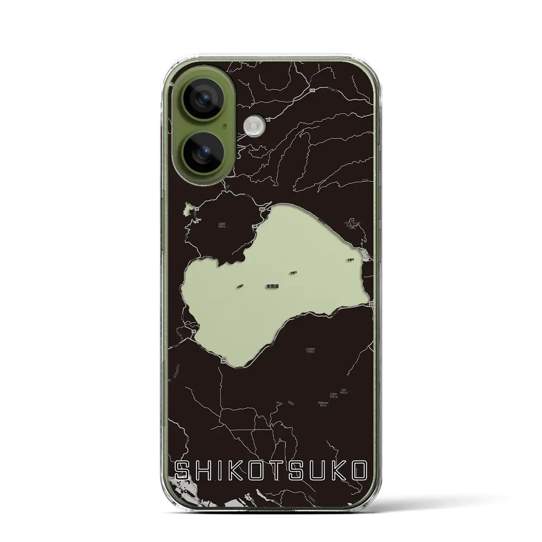 【支笏湖(北海道)】地図柄iPhoneケース(クリアタイプ)モノトーン・iPhone 17 Pro Max 用
