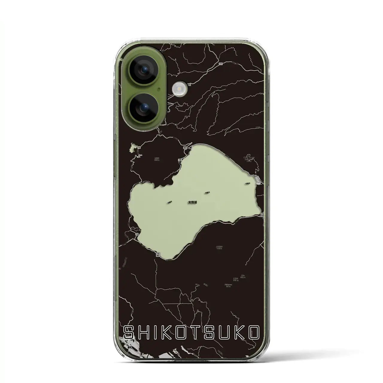 【支笏湖(北海道)】地図柄iPhoneケース(クリアタイプ)モノトーン・iPhone 17 Pro Max 用