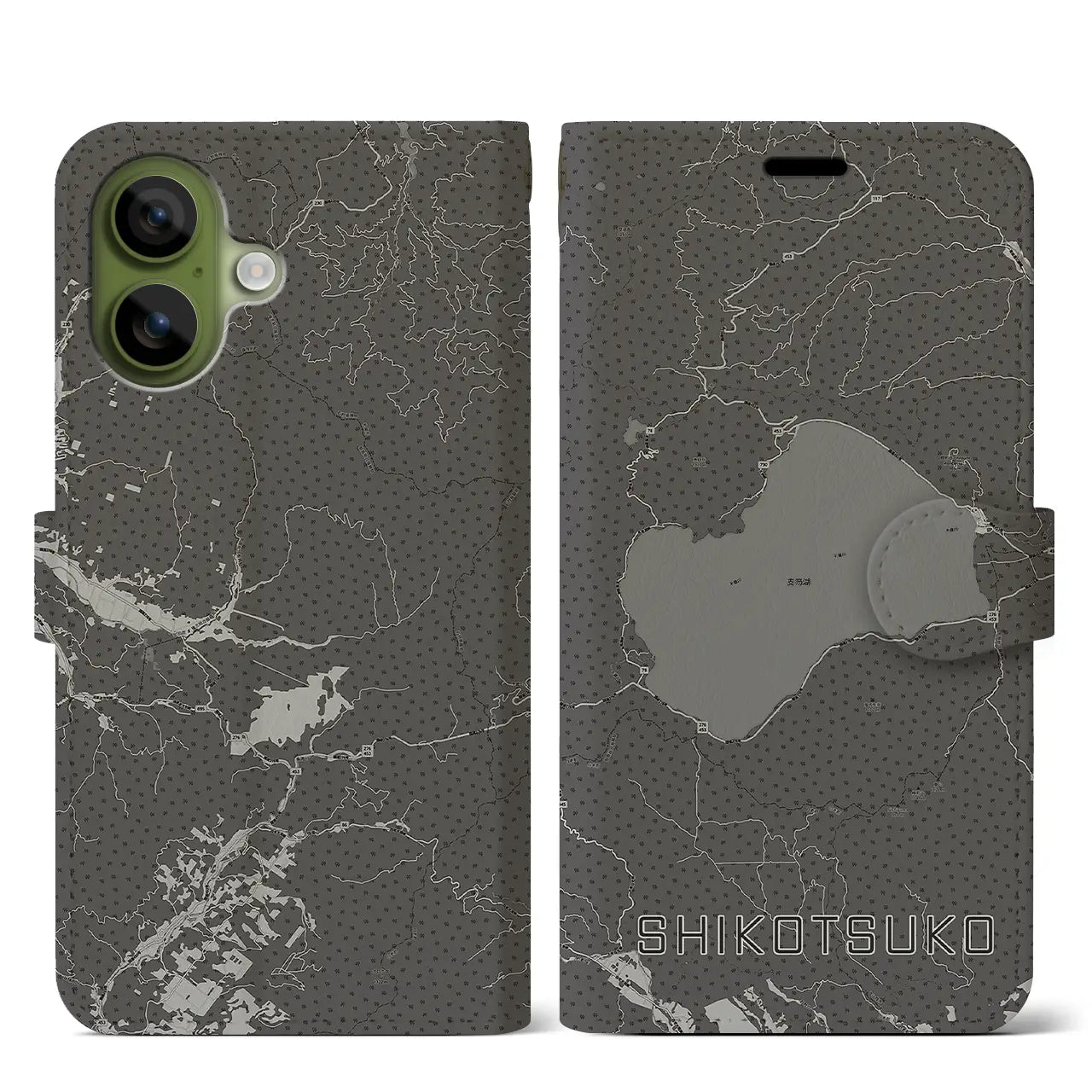 【支笏湖(北海道)】地図柄iPhoneケース(手帳タイプ)