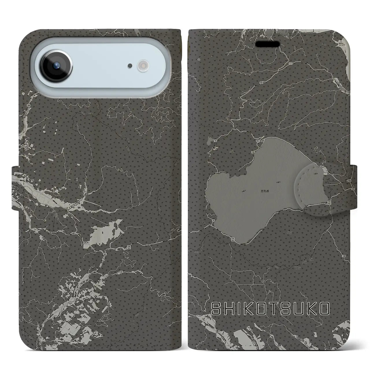 【支笏湖(北海道)】地図柄iPhoneケース(手帳タイプ)