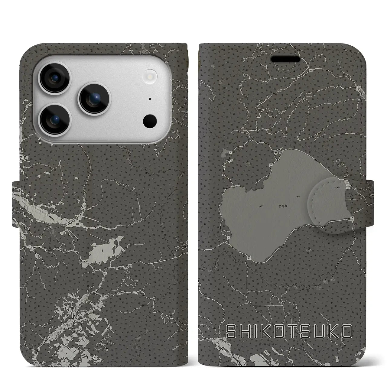 【支笏湖(北海道)】地図柄iPhoneケース(手帳タイプ)