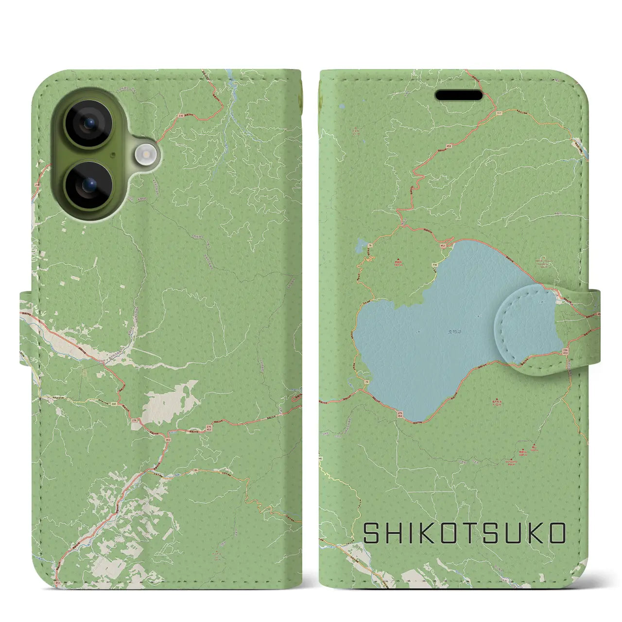 【支笏湖(北海道)】地図柄iPhoneケース(手帳タイプ)
