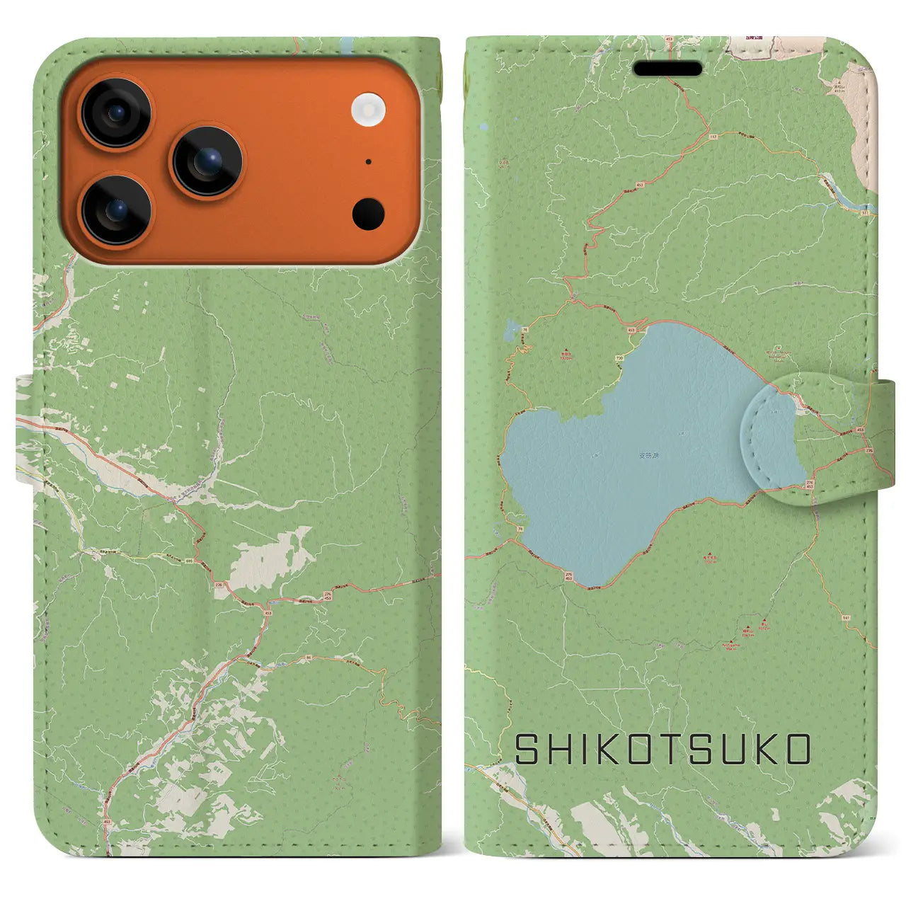 【支笏湖(北海道)】地図柄iPhoneケース(手帳タイプ)