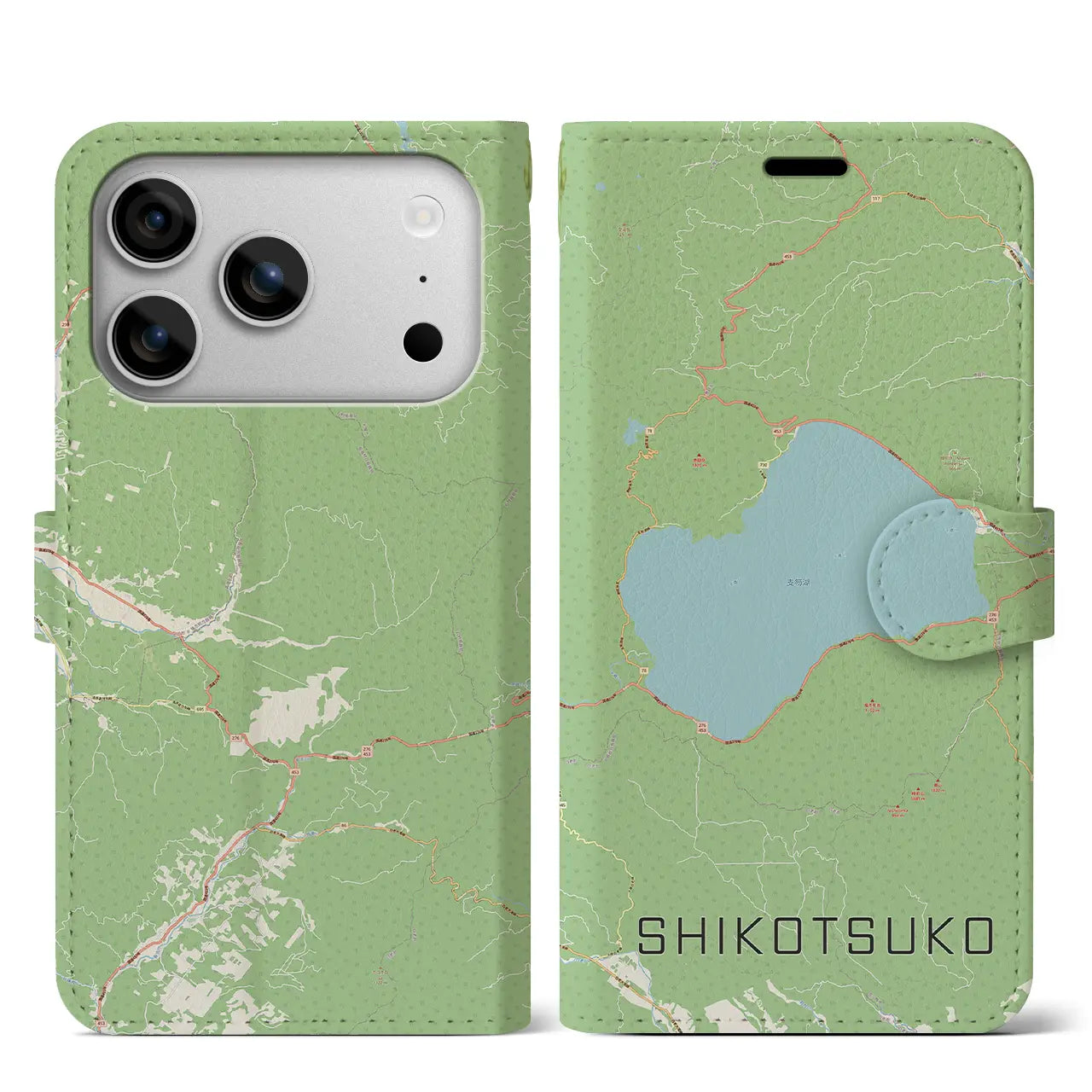 【支笏湖(北海道)】地図柄iPhoneケース(手帳タイプ)