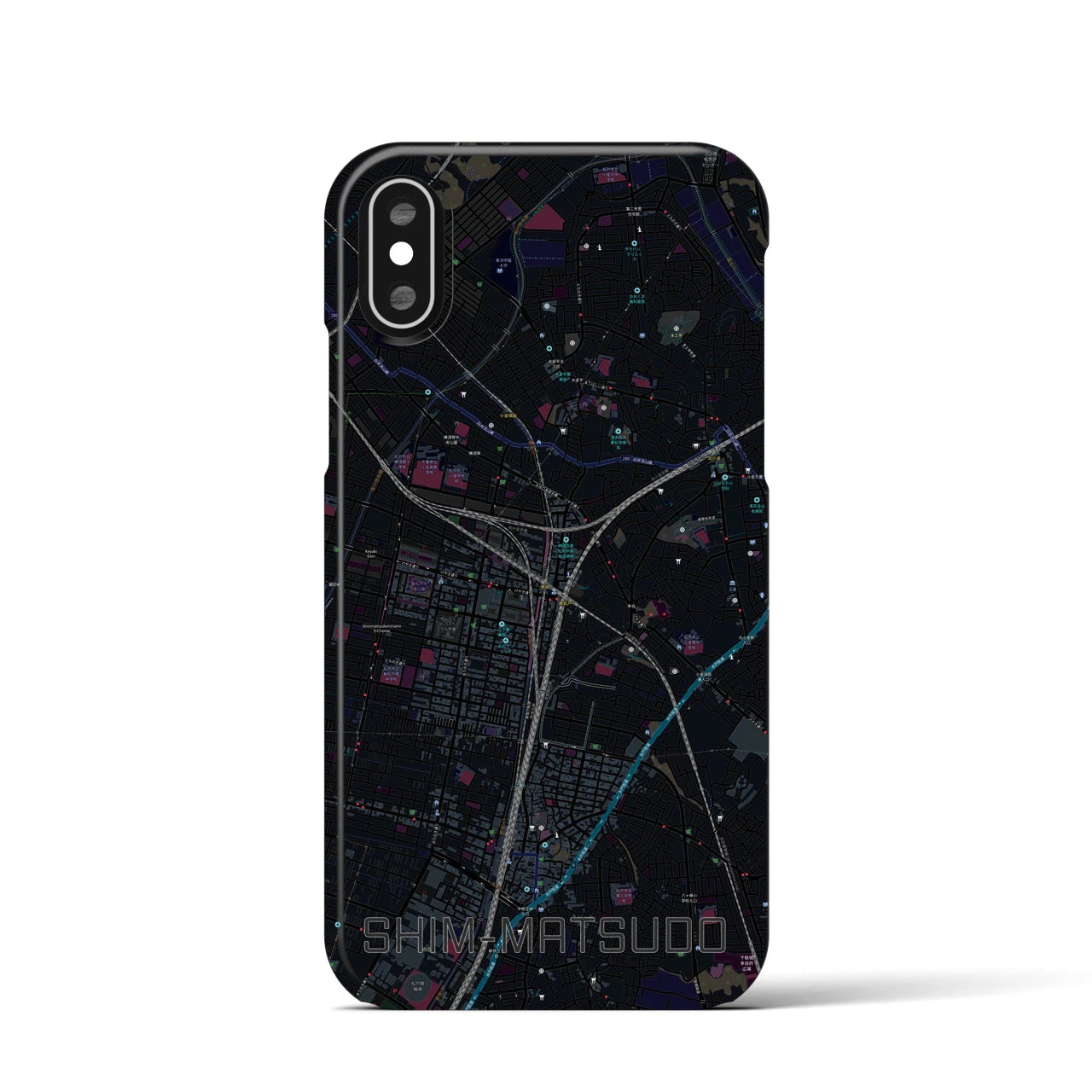 【新松戸(千葉県)】地図柄iPhoneケース(バックカバータイプ)
