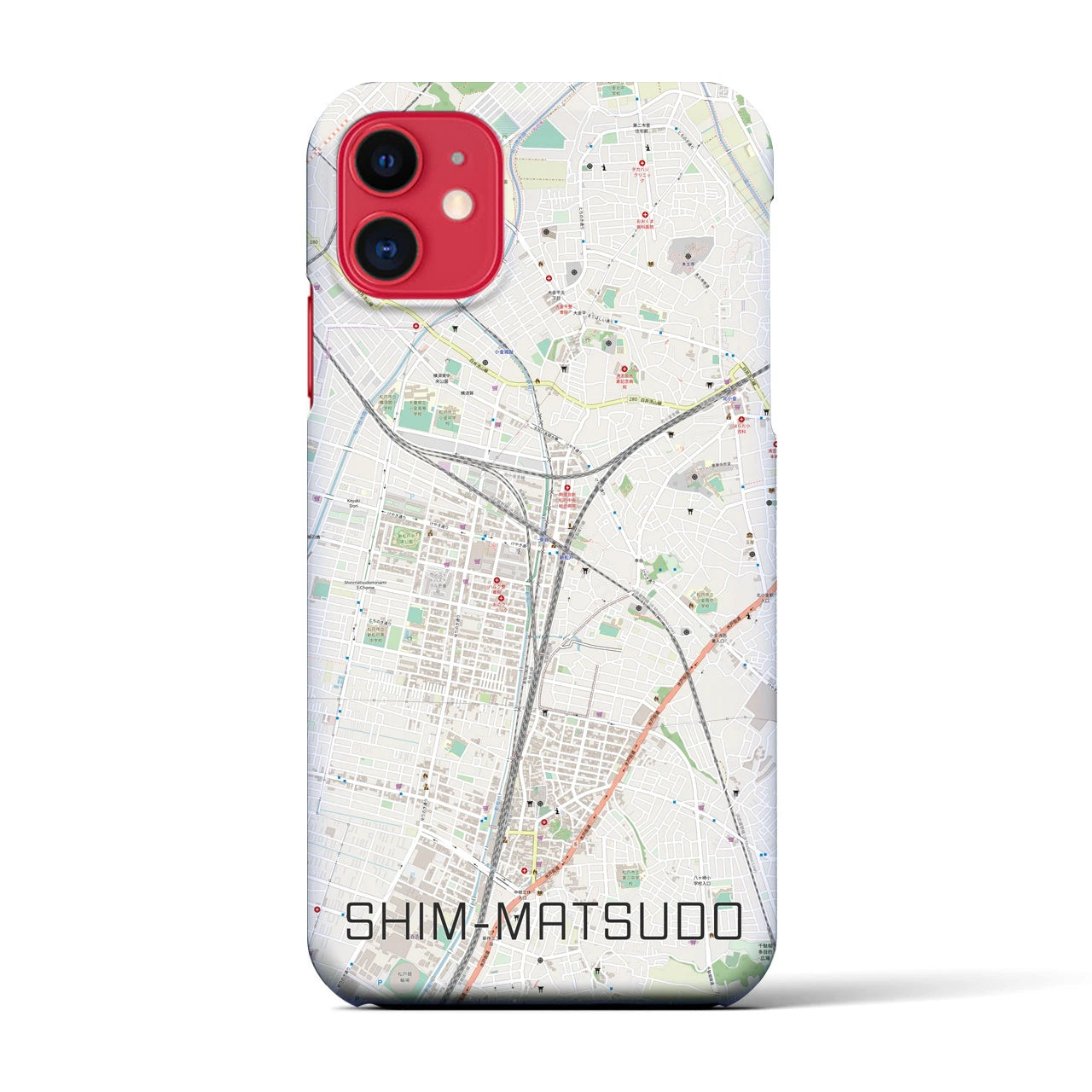 【新松戸(千葉県)】地図柄iPhoneケース(バックカバータイプ)