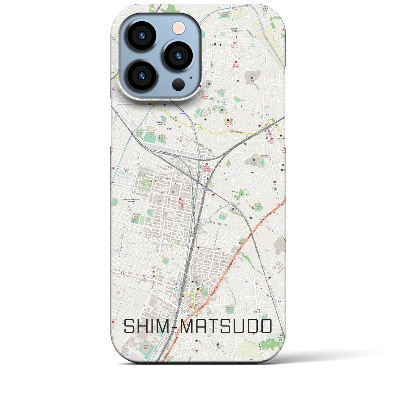 【新松戸(千葉県)】地図柄iPhoneケース(バックカバータイプ)