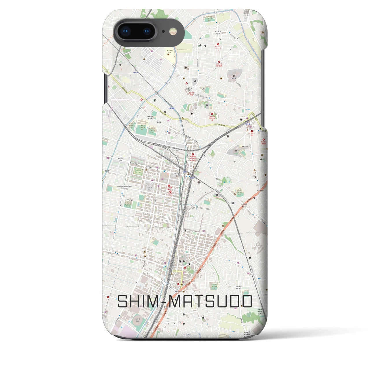 【新松戸(千葉県)】地図柄iPhoneケース(バックカバータイプ)
