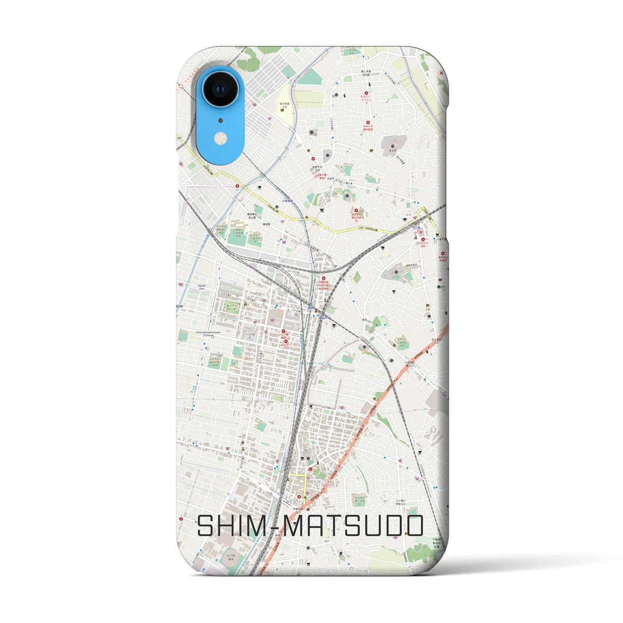 【新松戸(千葉県)】地図柄iPhoneケース(バックカバータイプ)