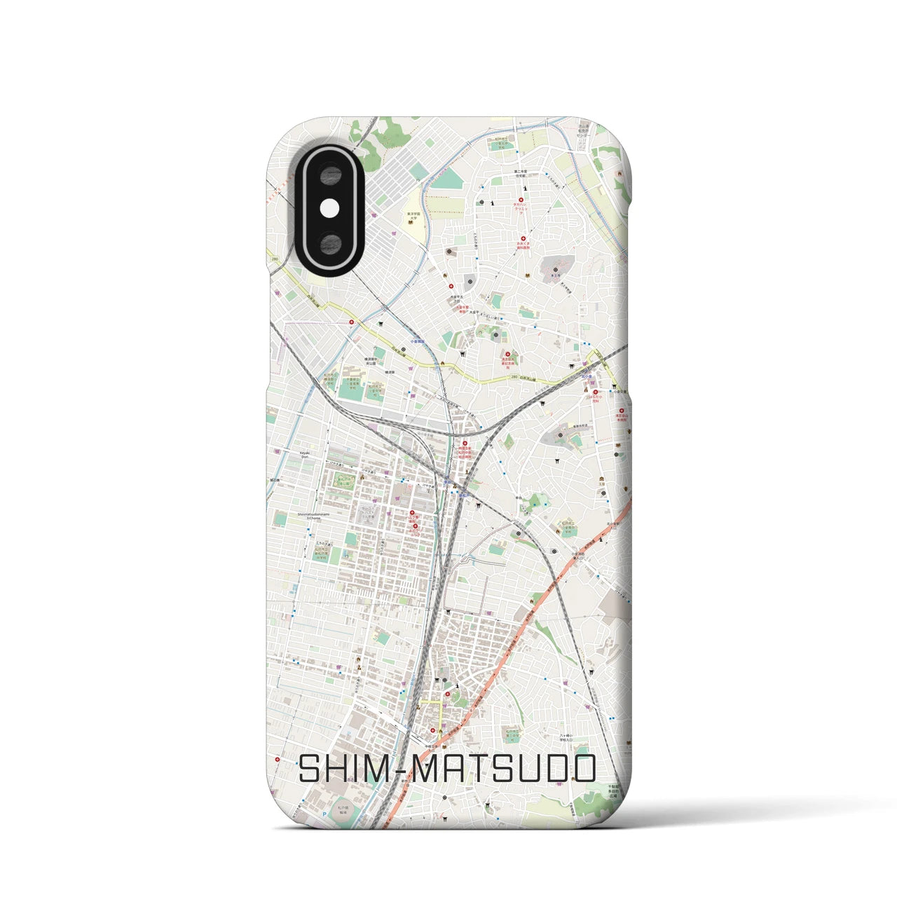 【新松戸(千葉県)】地図柄iPhoneケース(バックカバータイプ)