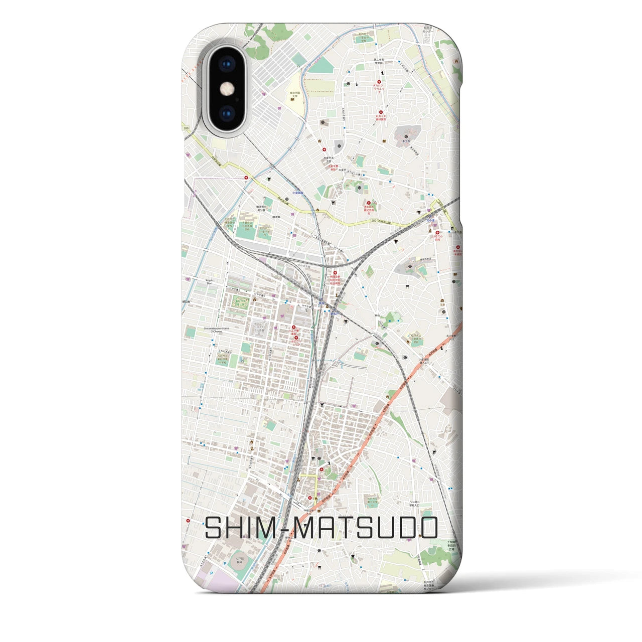 【新松戸(千葉県)】地図柄iPhoneケース(バックカバータイプ)