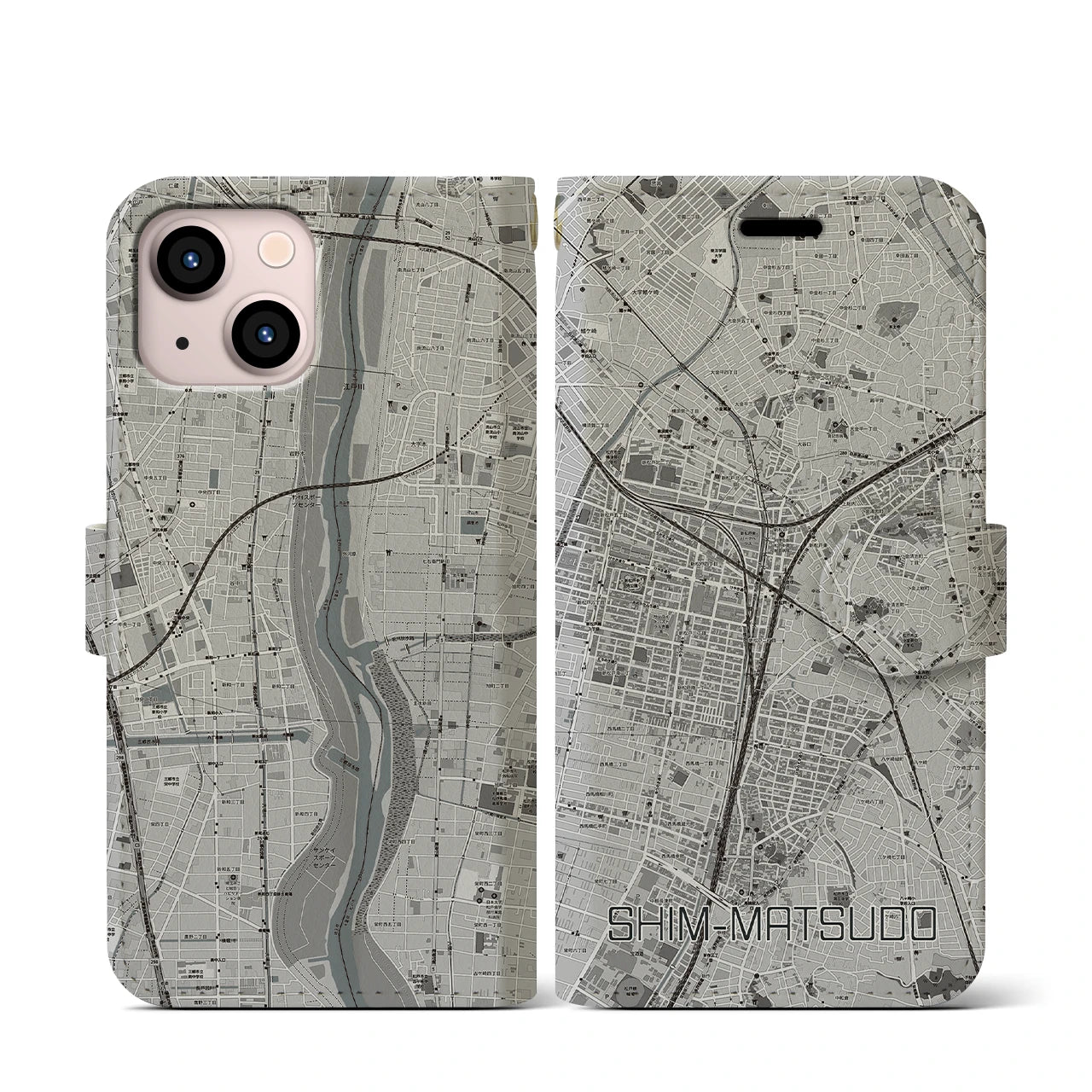 【新松戸(千葉県)】地図柄iPhoneケース(手帳タイプ)
