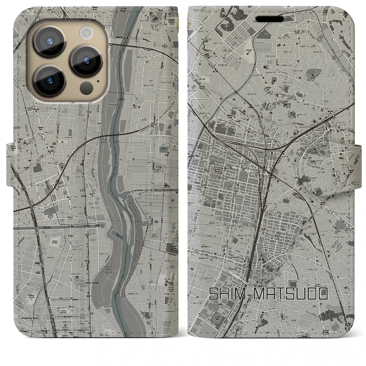 【新松戸(千葉県)】地図柄iPhoneケース(手帳タイプ)