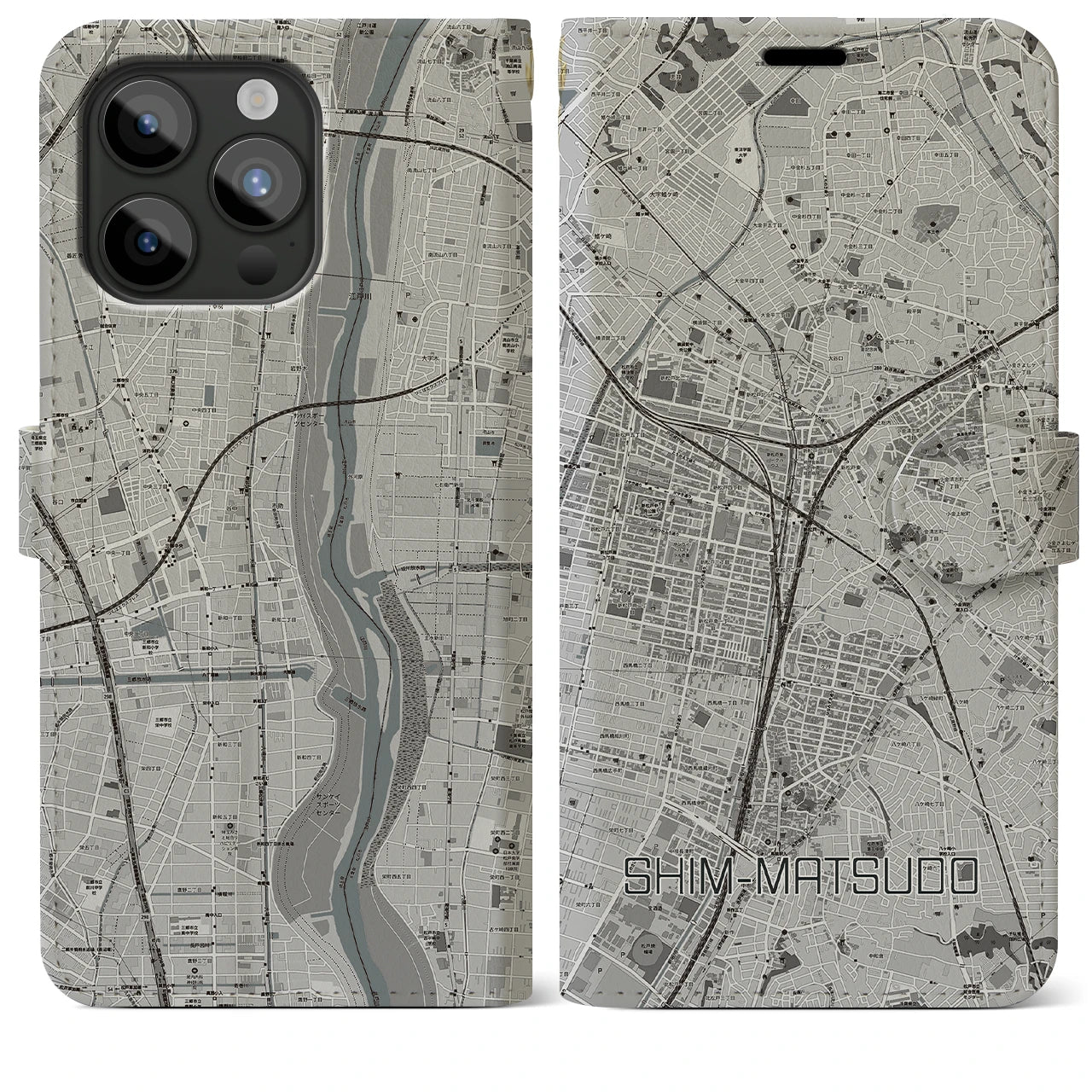 【新松戸(千葉県)】地図柄iPhoneケース(手帳タイプ)